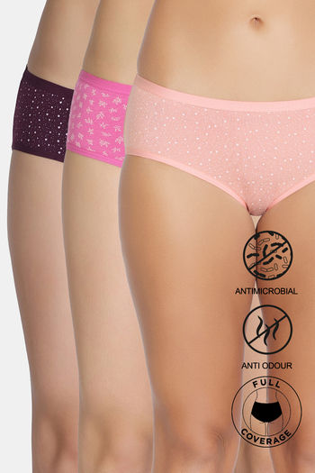 Buy Zivame Low Rise Full Coverage Hipster Panty  (Pack of 3) - Multicolor